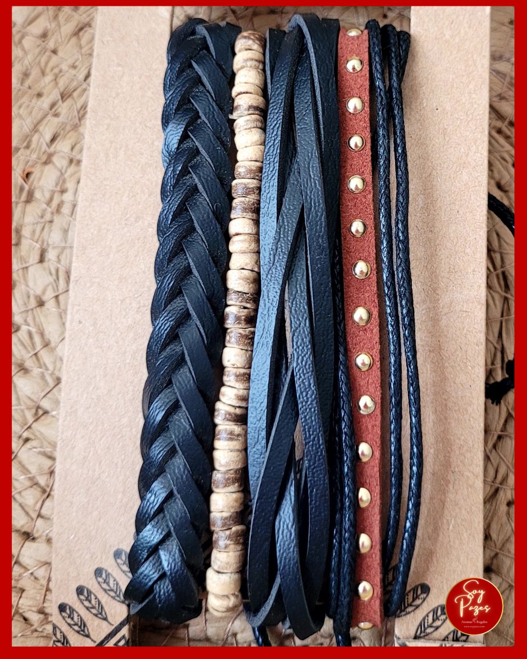 Pulseras de Hombre en set x 5 unidades - Metal Y Cuero