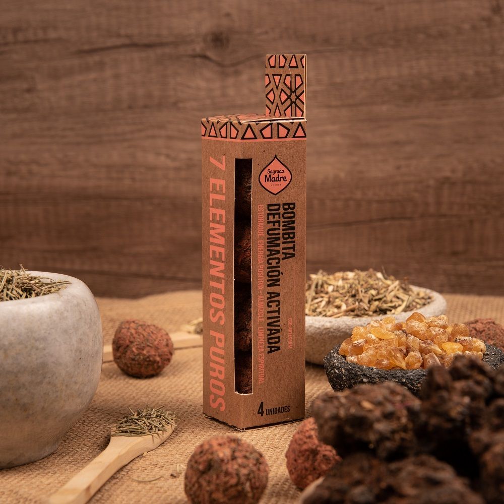 BOMBITAS DE INCIENSO X 4 UNIDADES 7 ELEMENTOS PUROS SAGRADA MADRE