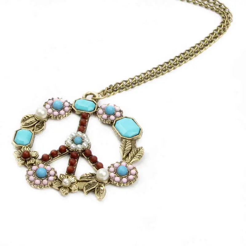 COLLAR DE FLORES Y SÍMBOLO DE PAZ