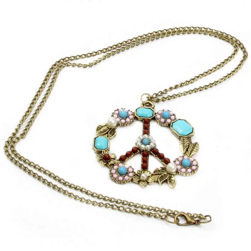 COLLAR DE FLORES Y SÍMBOLO DE PAZ