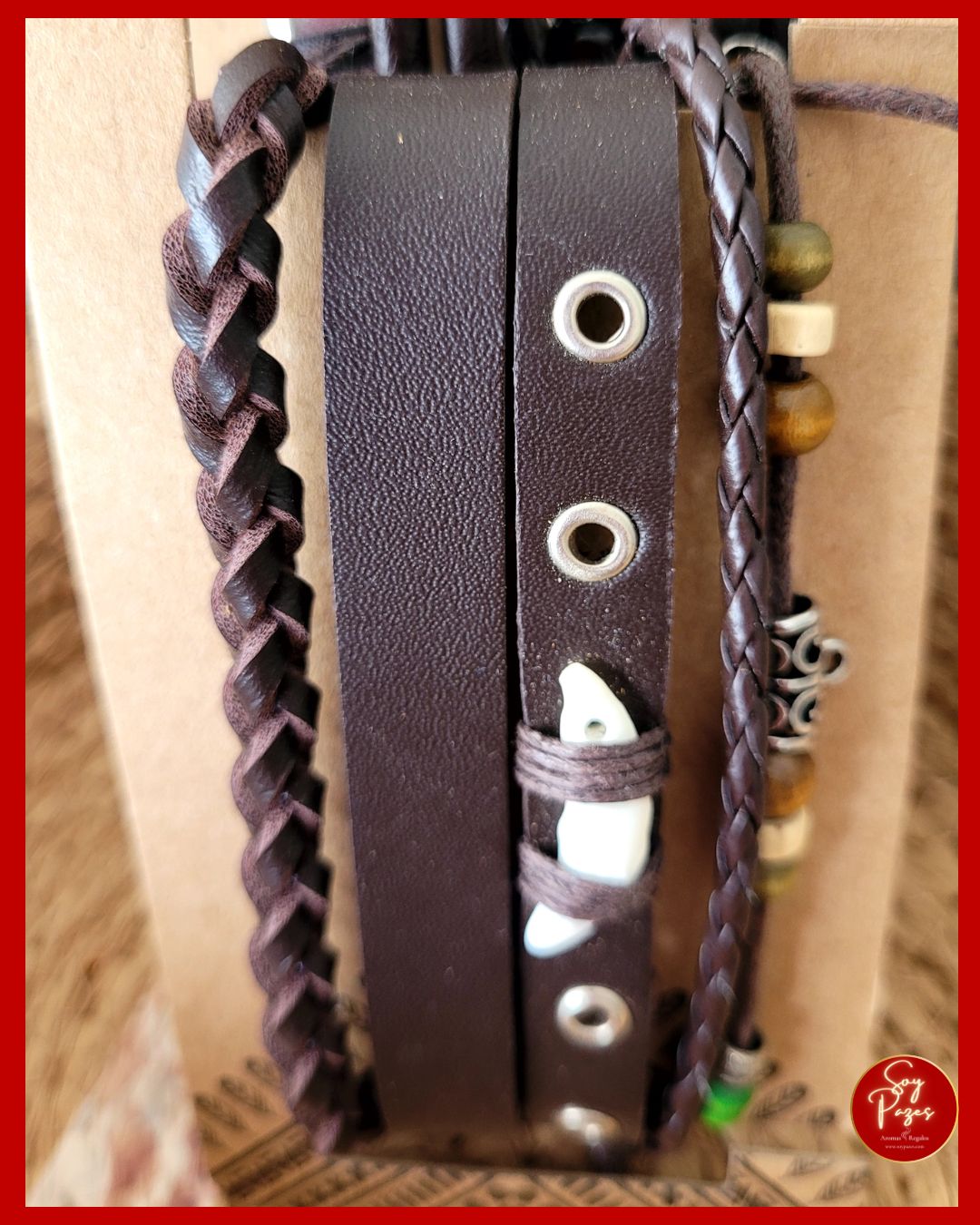 Pulseras de Hombre en set x 5 unidades - Metal Y Cuero