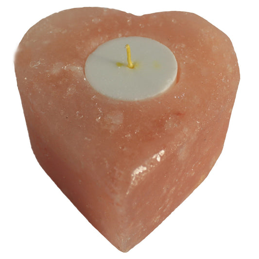Porta vela de sal de Himalaya con forma de corazón
