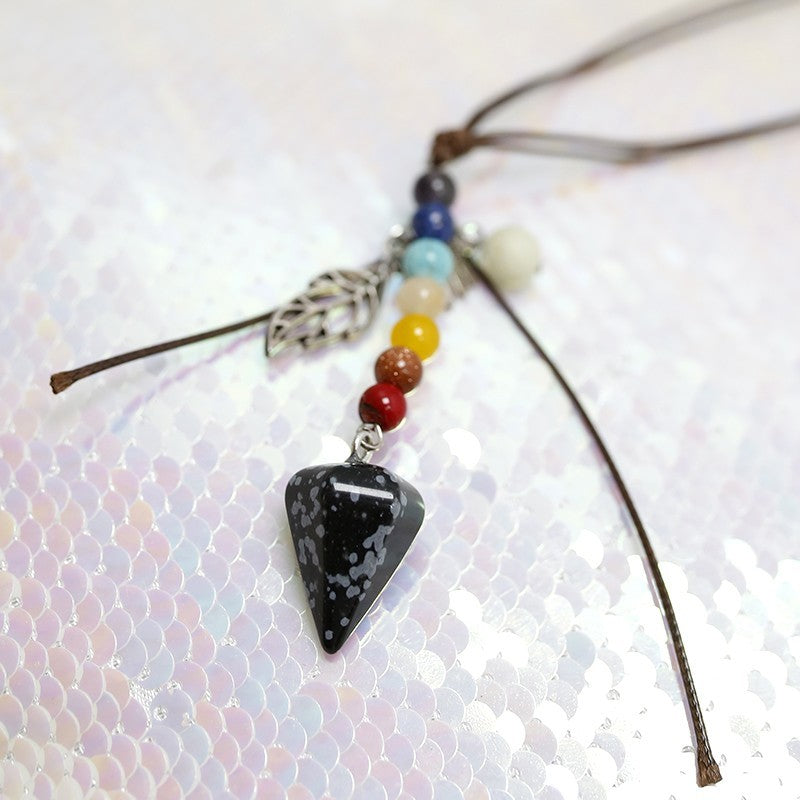 COLGANTE CHAKRA Y PÉNDULO OBSIDIANA NEVADA