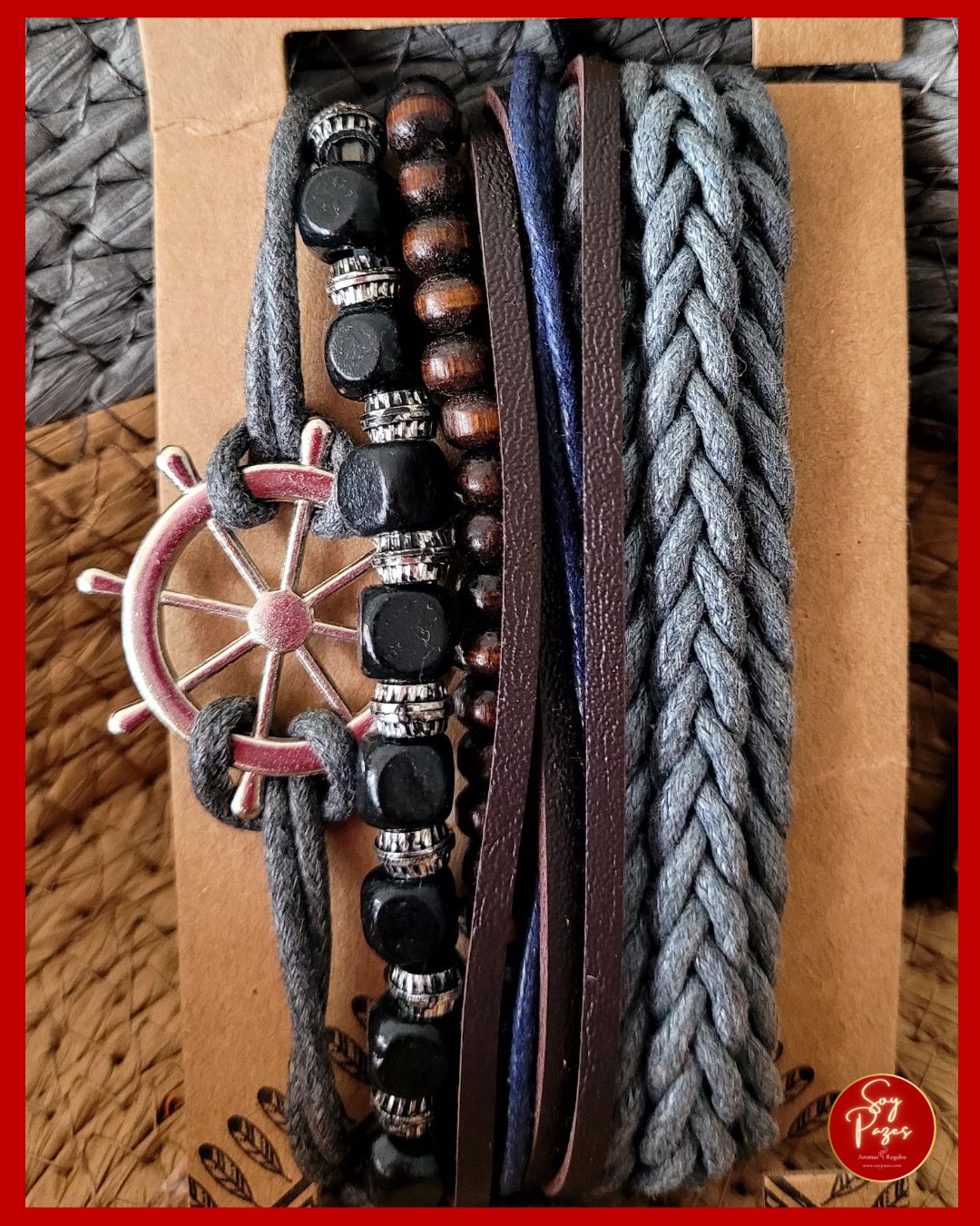 Pulseras de Hombre en set x 5 unidades - Metal Y Cuero