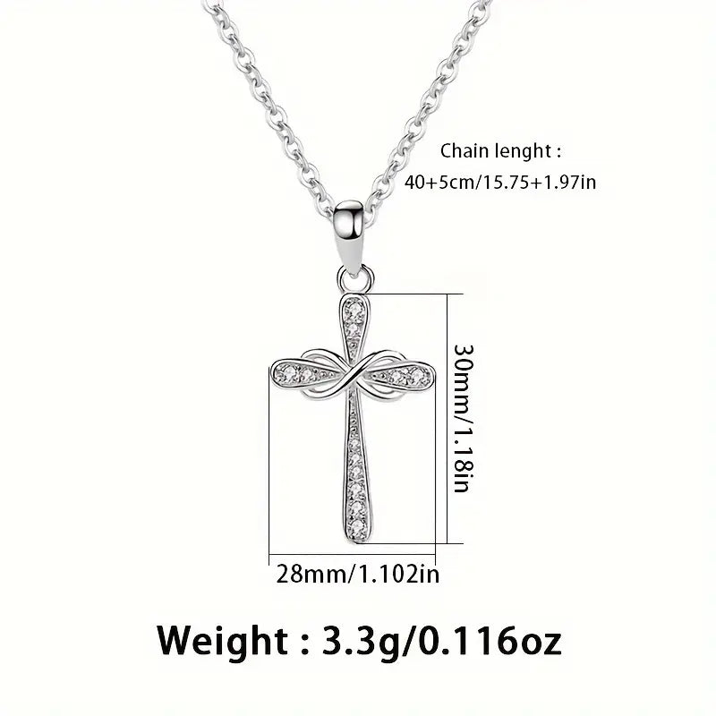 COLGANTE CON DIJE DE CRUZ DE PLATA Y CIRCONITA