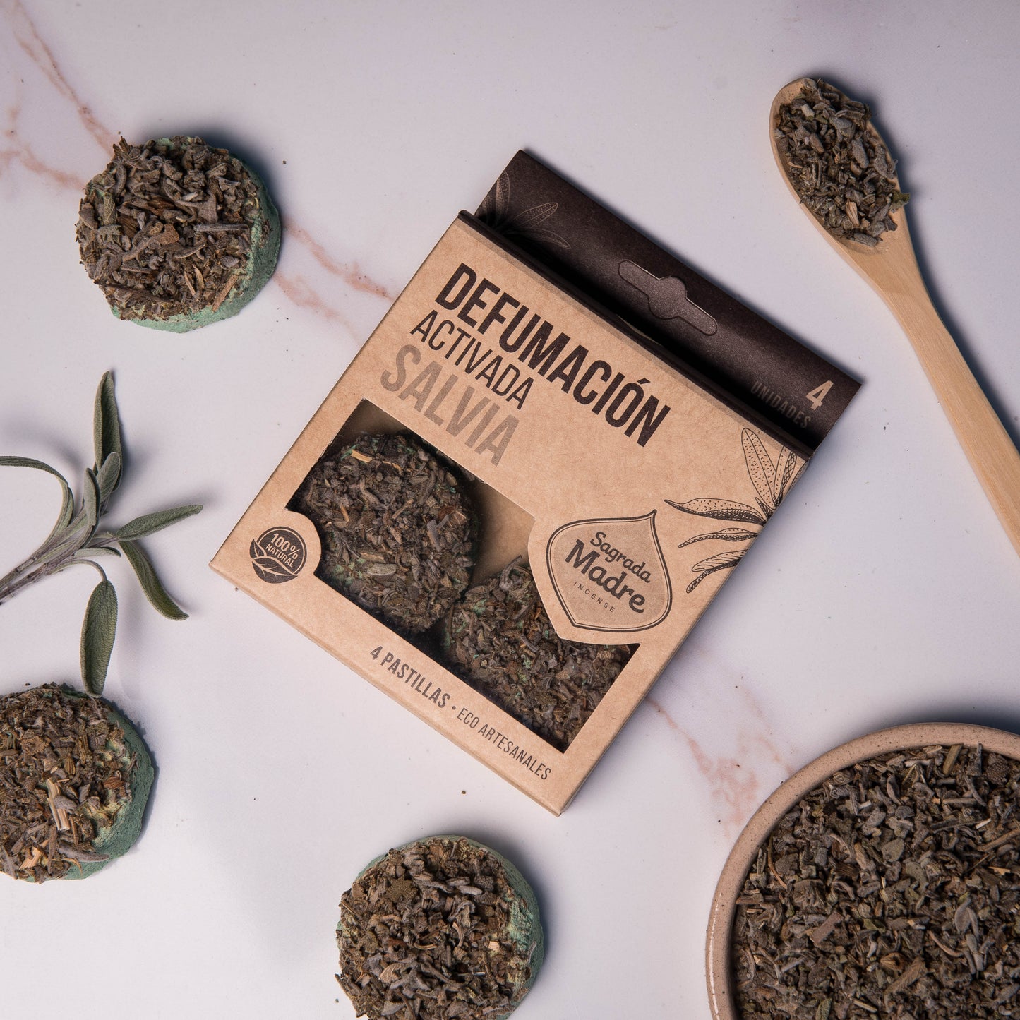PASTILLA DE DEFUMACIÓN ACTIVADA SAGRADA MADRE SALVIA
