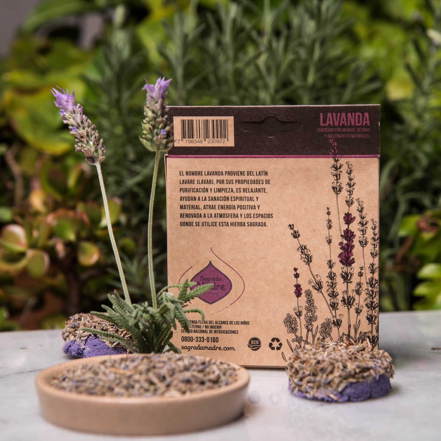 PASTILLA DE DEFUMACIÓN ACTIVADA SAGRADA MADRE LAVANDA