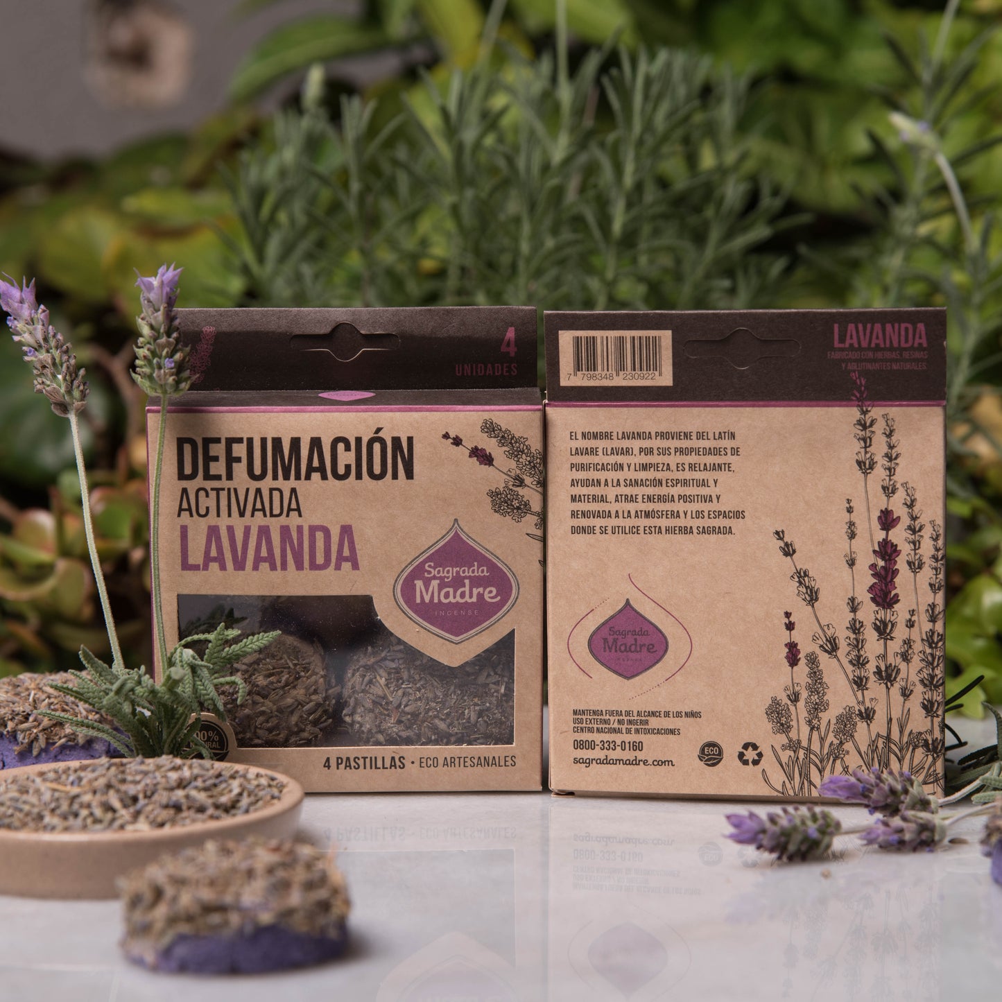 PASTILLA DE DEFUMACIÓN ACTIVADA SAGRADA MADRE LAVANDA