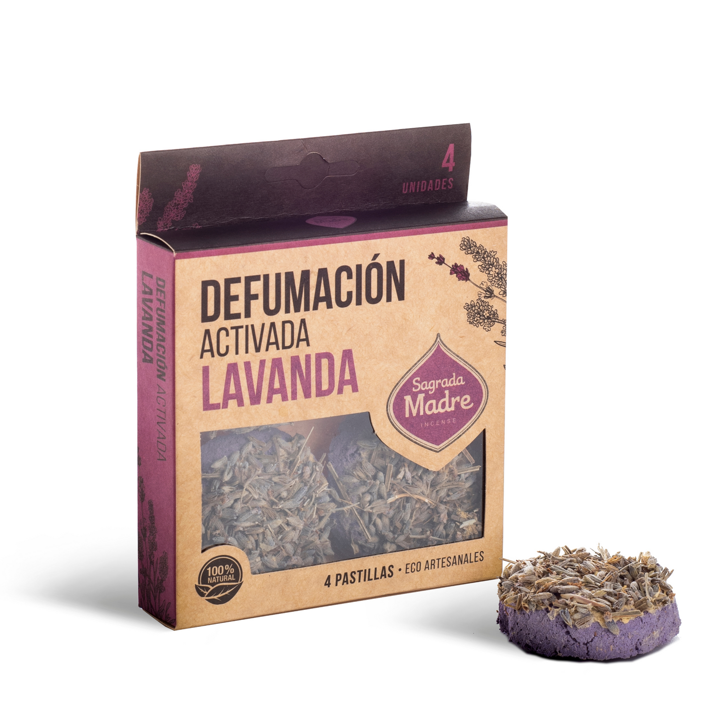 PASTILLA DE DEFUMACIÓN ACTIVADA SAGRADA MADRE LAVANDA