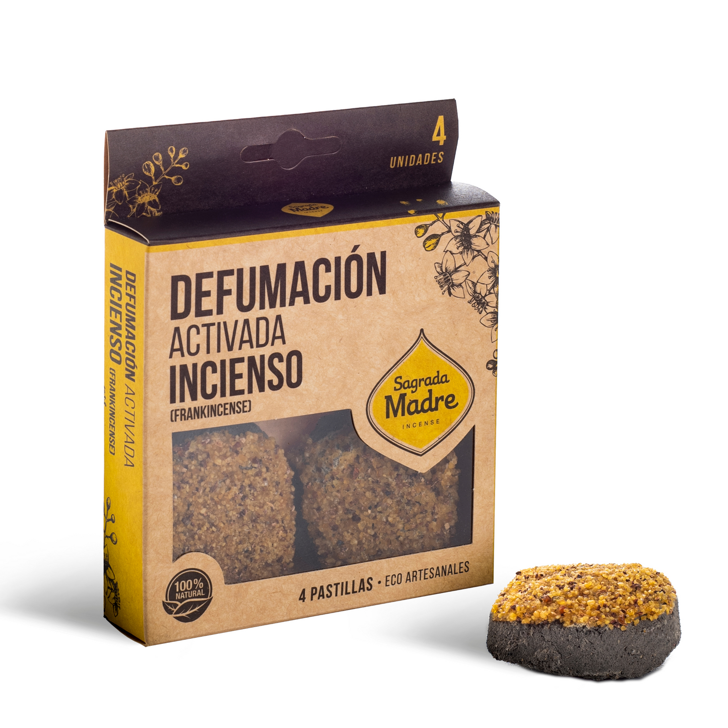 PASTILLA DE DEFUMACIÓN ACTIVADA SAGRADA MADRE FRANK INCIENSO OLÍBANO
