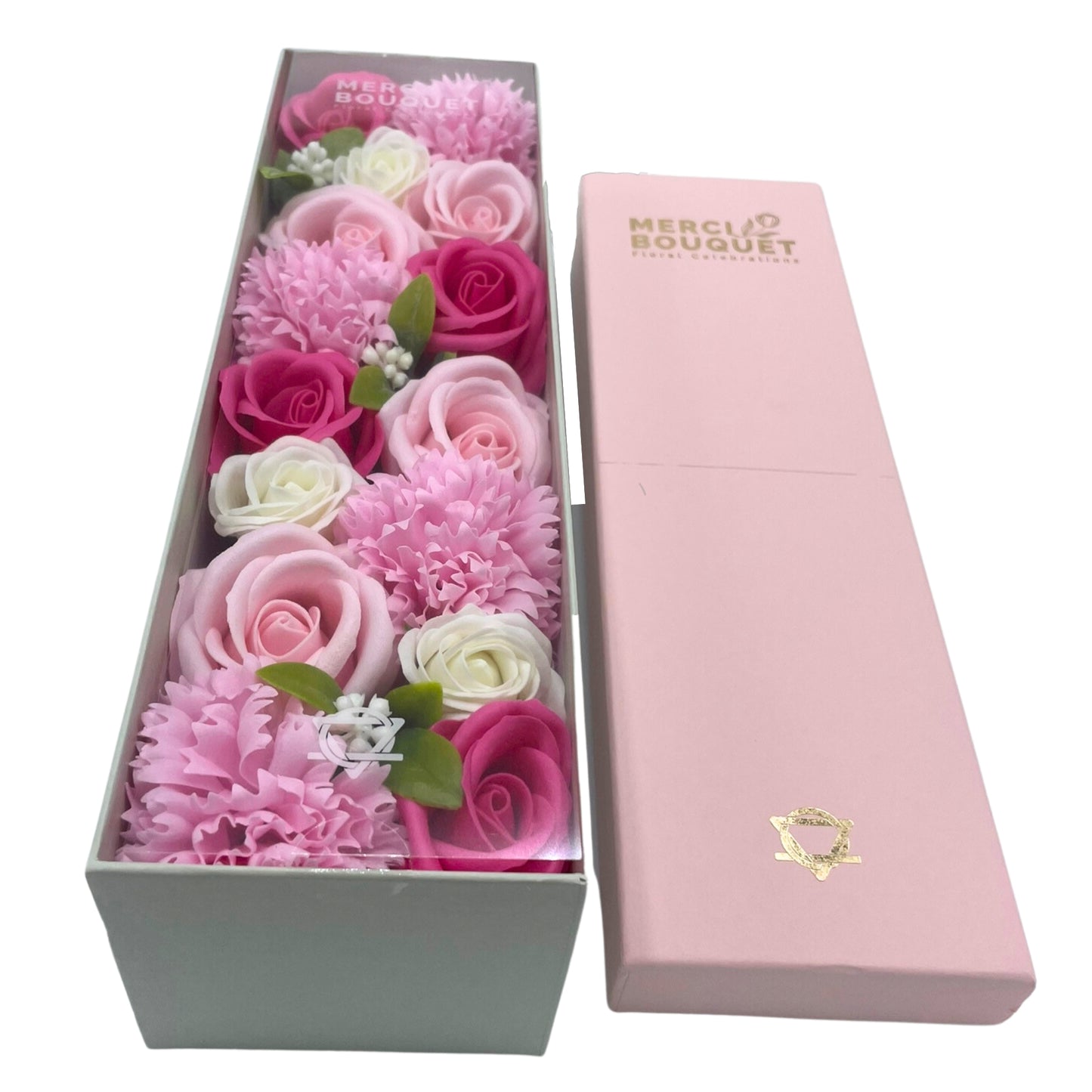FLORES DE JABÓN - CAJA LARGA BENDICIONES DE BEBÉ ROSAS