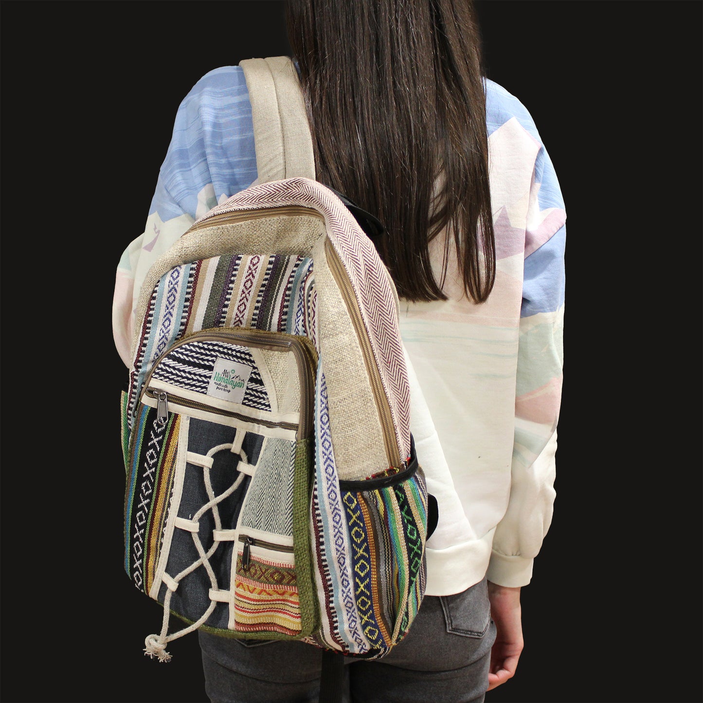 MOCHILA GRANDE DE CÁÑAMO ESTILO CUERDAS