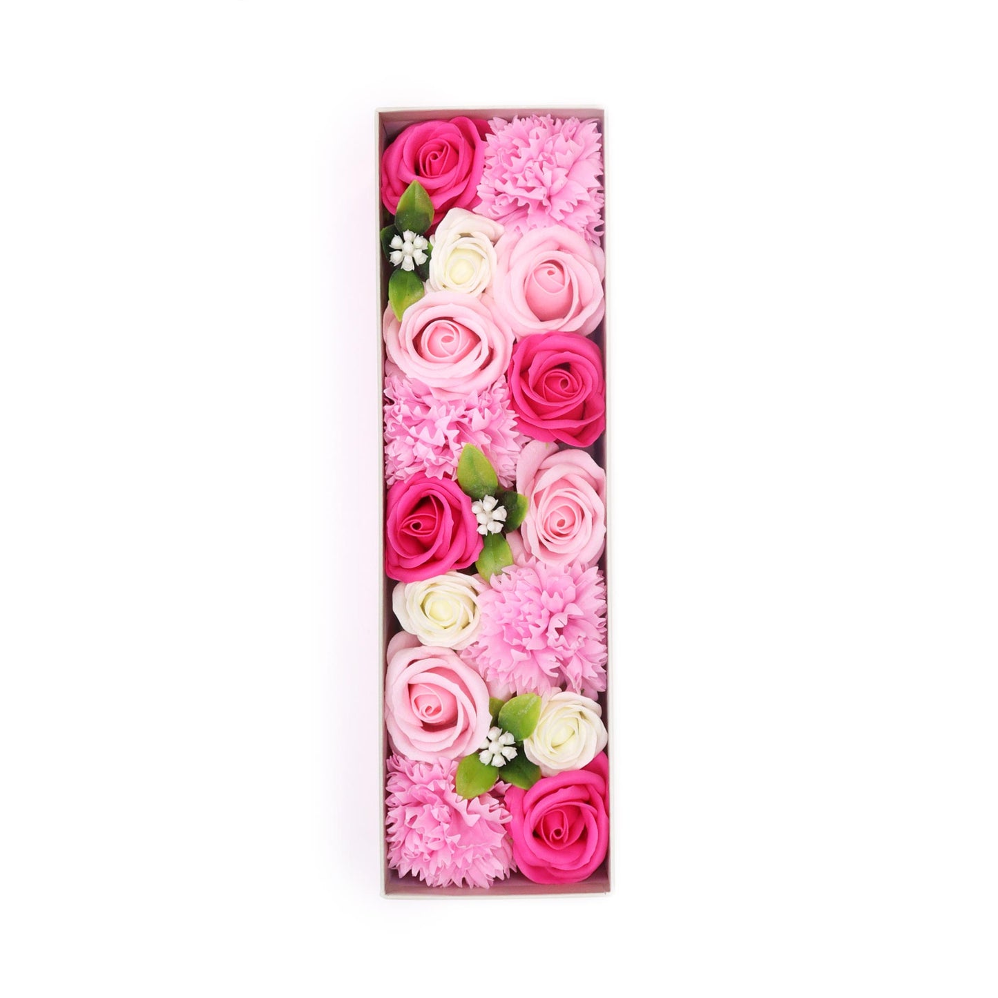 FLORES DE JABÓN - CAJA LARGA BENDICIONES DE BEBÉ ROSAS
