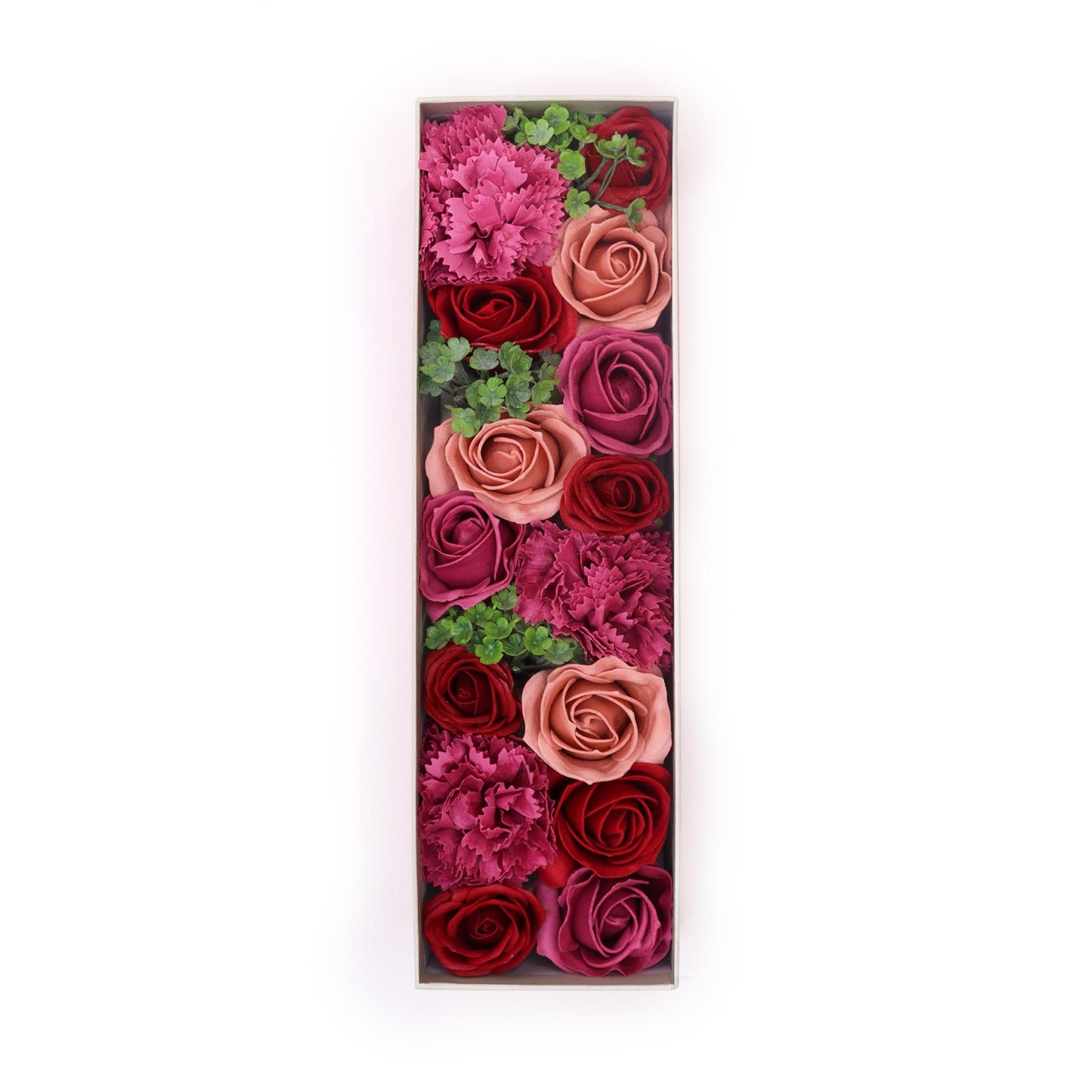 CAJA LARGA DE FLORES DE JABÓN. ROSAS VINTAGE