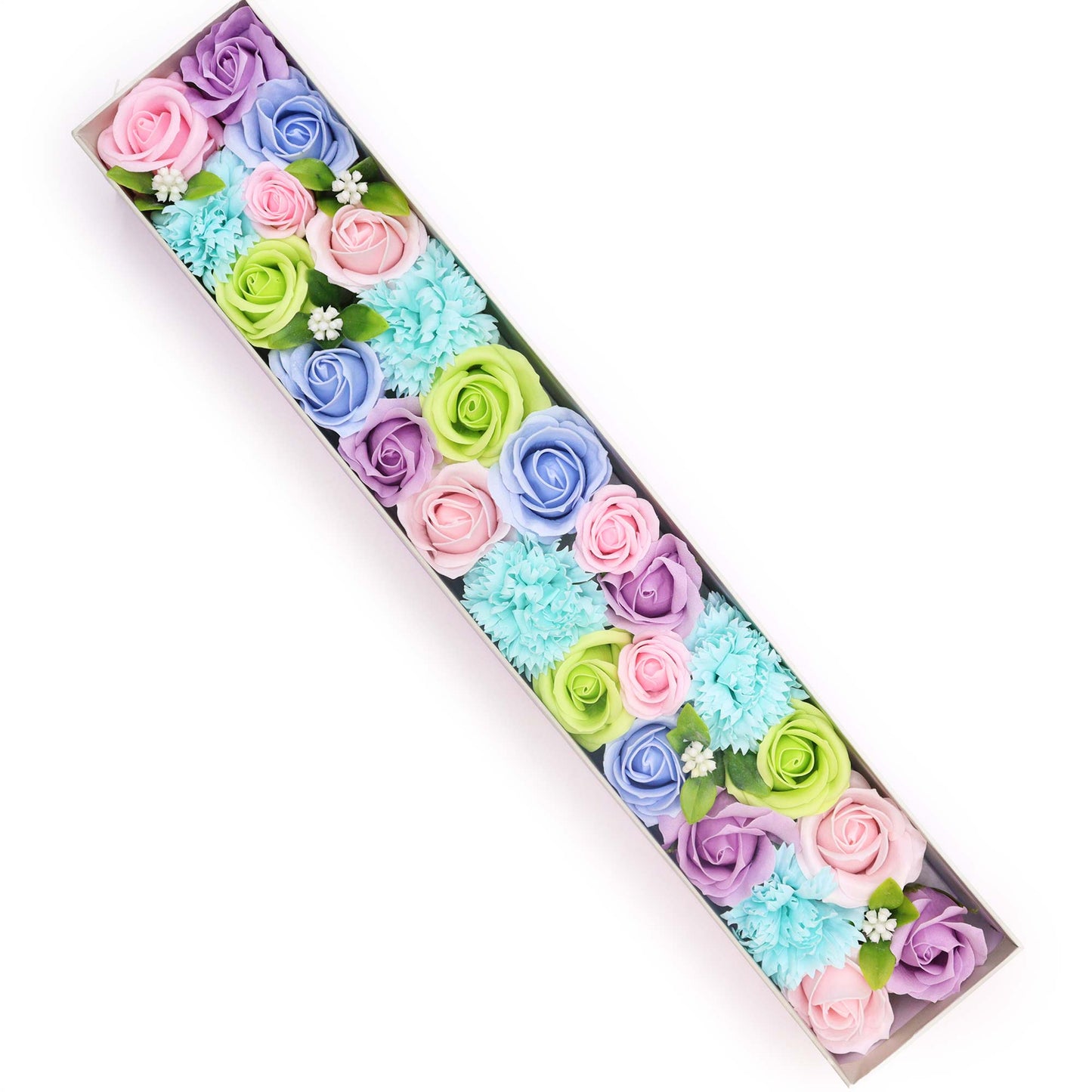 CAJA EXTRA LARGA DE FLORES DE JABÓN. BENDICIONES DE BEBÉ PASTEL