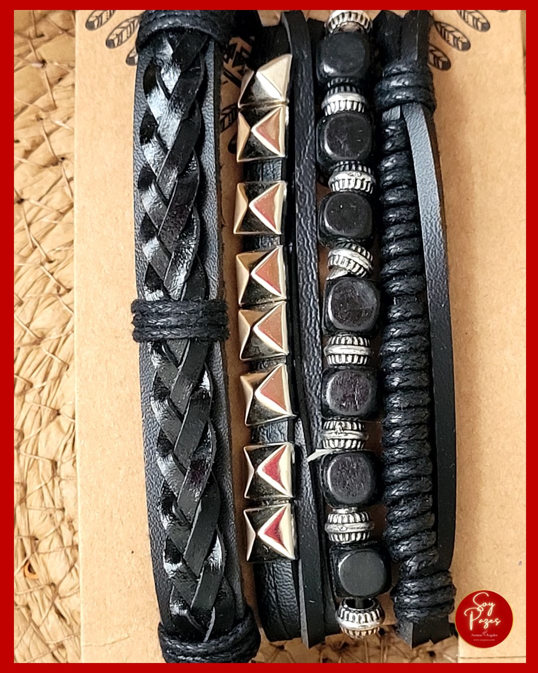 Pulseras de Hombre en set x 5 unidades - Metal Y Cuero