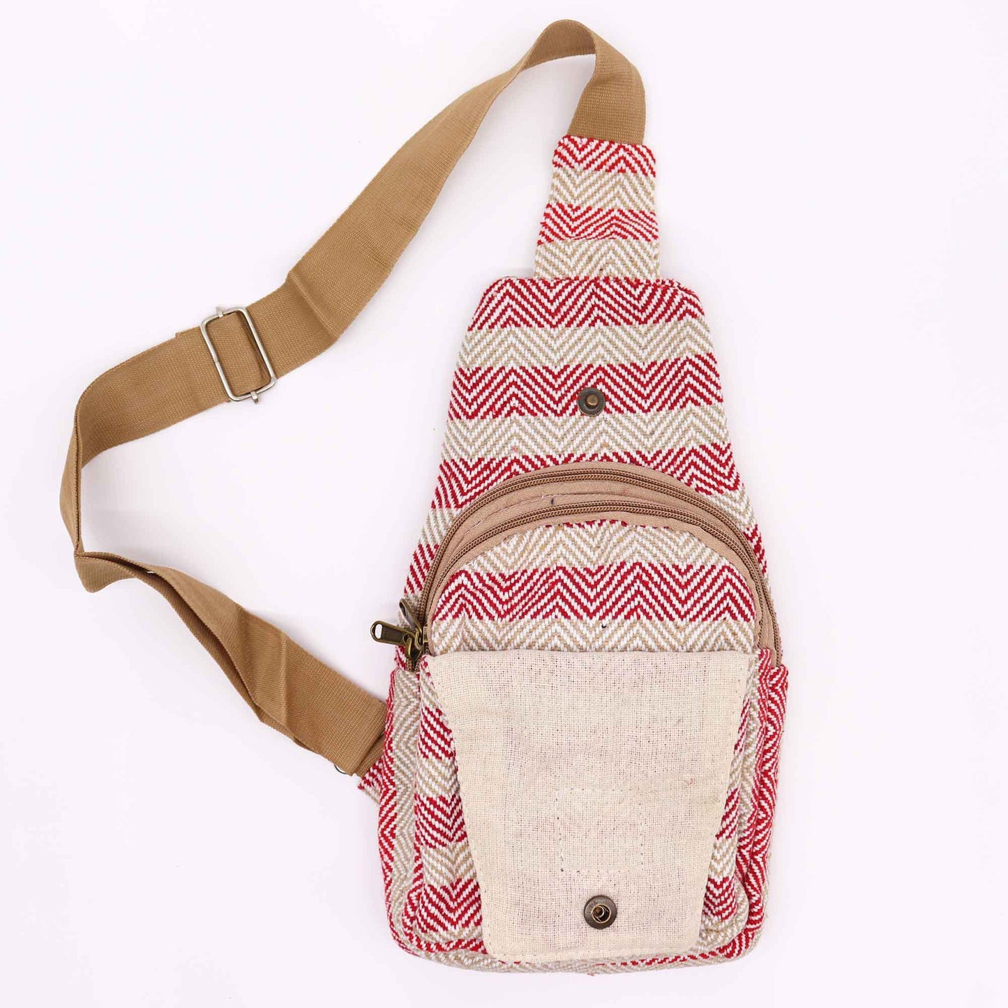 BOLSO BANDOLERA ALGODÓN NATURAL NATURAL Y ROSA