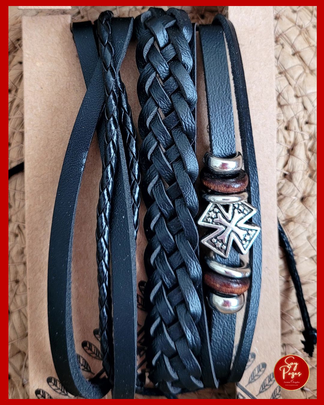 Pulseras de Hombre en set x 5 unidades - Metal Y Cuero