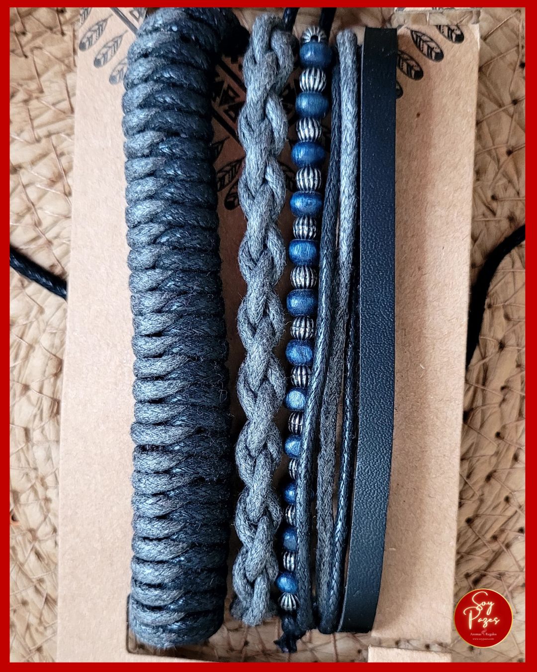 Pulseras de Hombre en set x 5 unidades - Metal Y Cuero