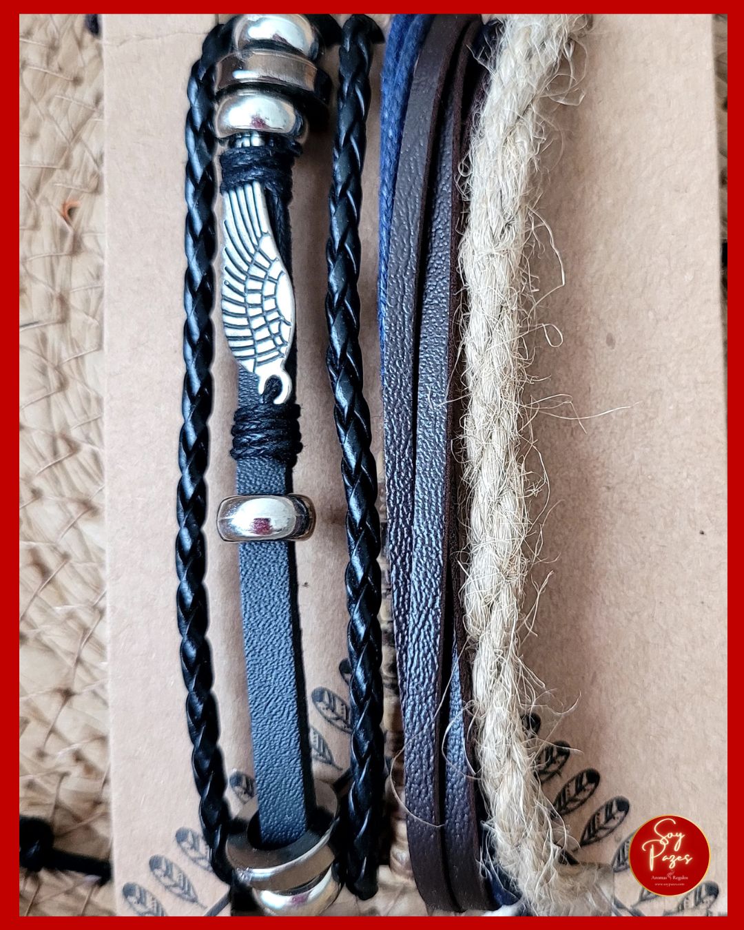 Pulseras de Hombre en set x 5 unidades - Metal Y Cuero