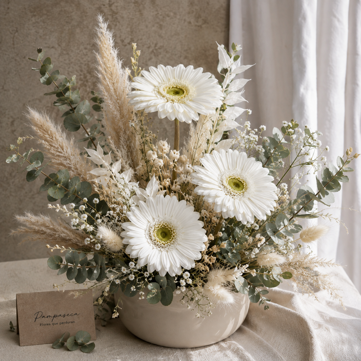 Gerbera preservada blanca