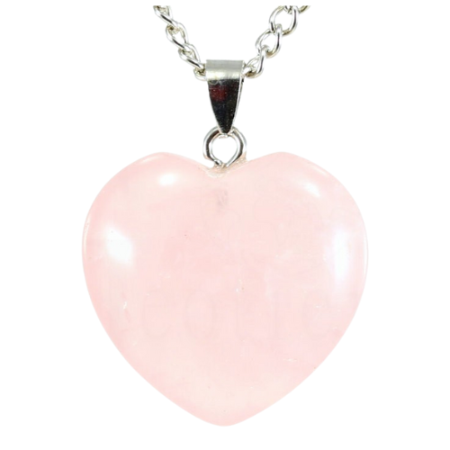 COLGANTE CORAZÓN DE CUARZO ROSA