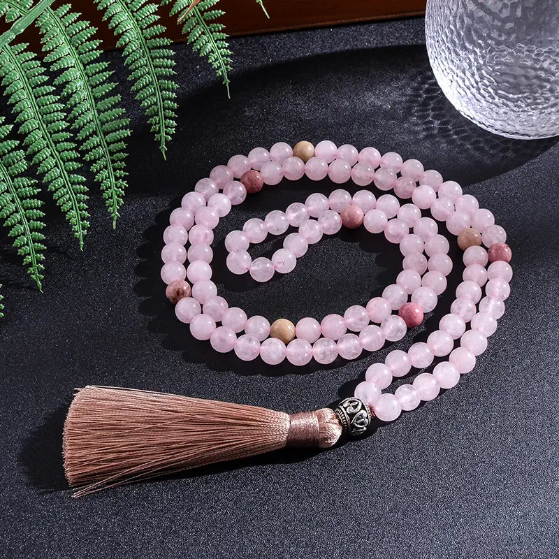 COLGANTE CORAZÓN DE CUARZO ROSA