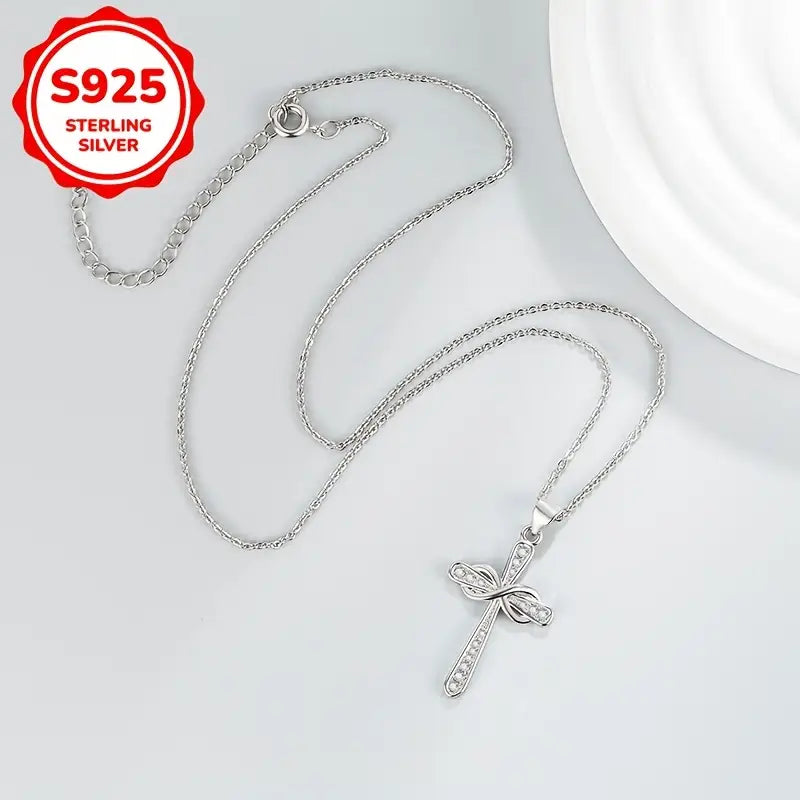COLGANTE CON DIJE DE CRUZ DE PLATA Y CIRCONITA