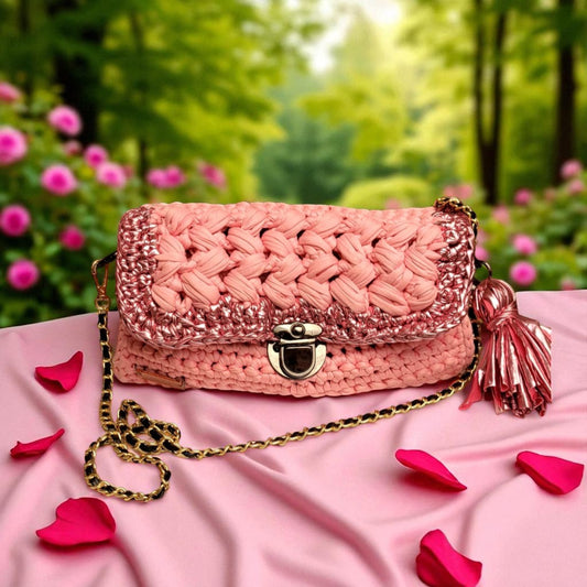 BOLSO TEJIDO A MANO ROSECUTIE