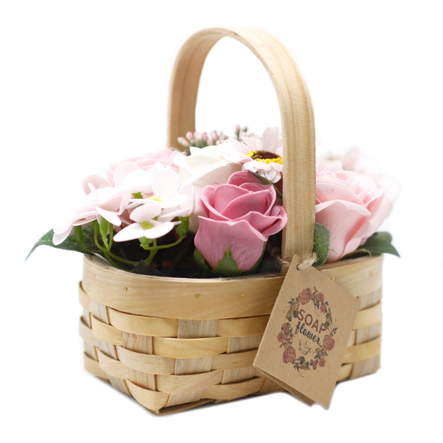 BOUQUET DE ROSAS EN CANASTA DE MIMBRE MEDIANA
