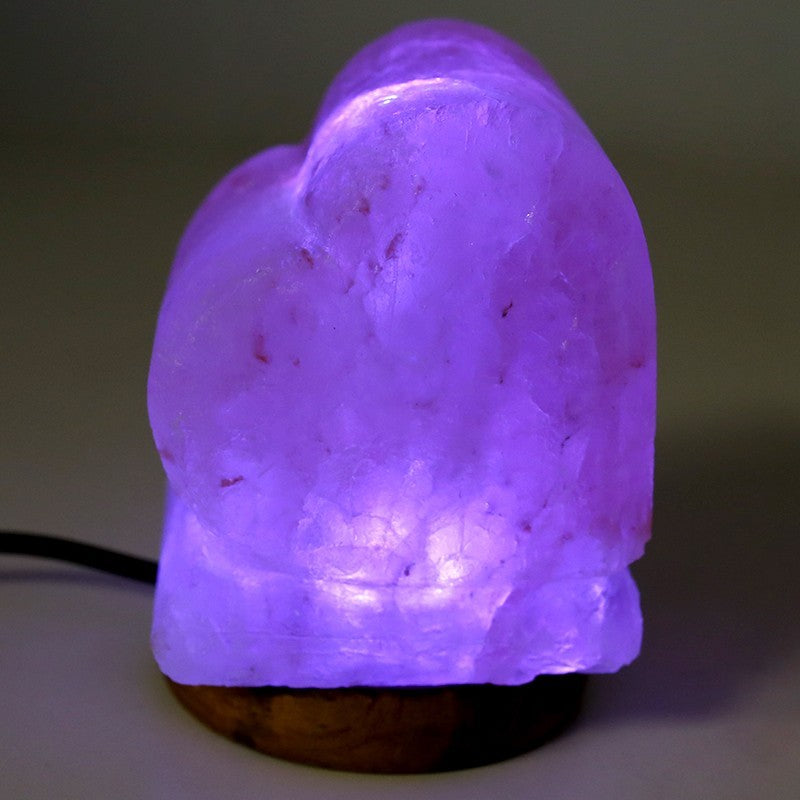 LÁMPARA DE SAL DE HIMALAYA CON FORMA DE CORAZÓN TALLADA A MANO Y CABLE PARA PUERTO USB
