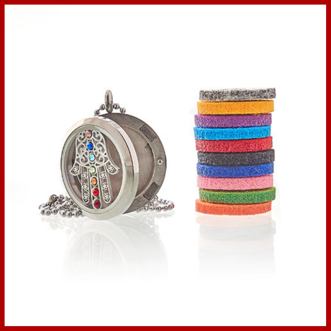Collar de Joyería de Aromaterapia - Hamsa Chakra - 30mm