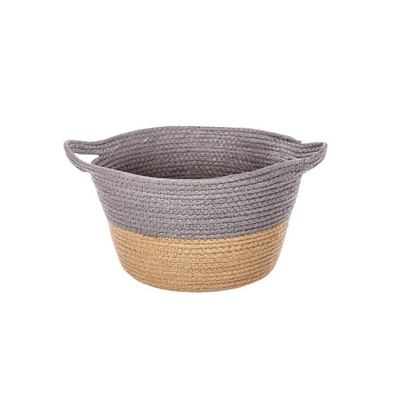 Cesta cuerda papel natural y gris 32x18cm
