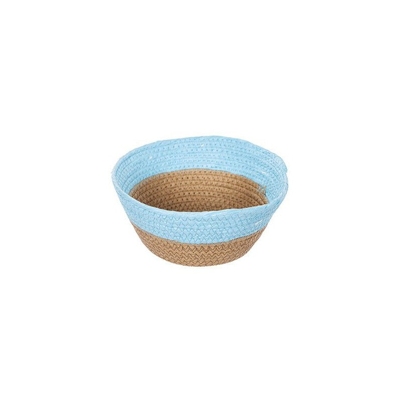 Cesta cuerda papel natural y turquesa 25x9cm