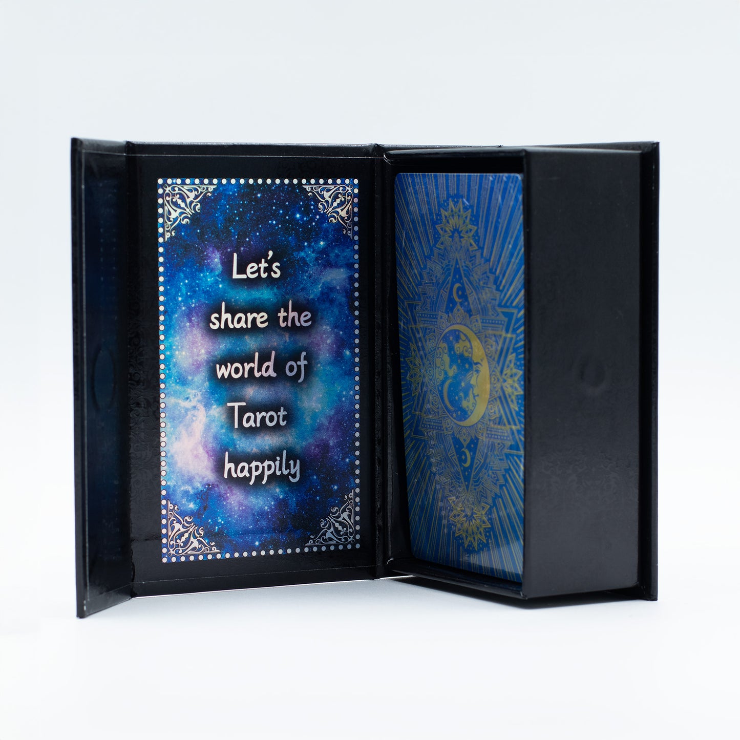 Cartas de tarot azules · Cara de luna con folleto