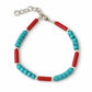 Conjunto Tribal Nepalí Turquesa y Coral  Collar 50 cm + Pulsera 17 cm