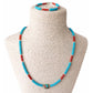 Conjunto Tribal Nepalí Turquesa y Coral  Collar 50 cm + Pulsera 17 cm