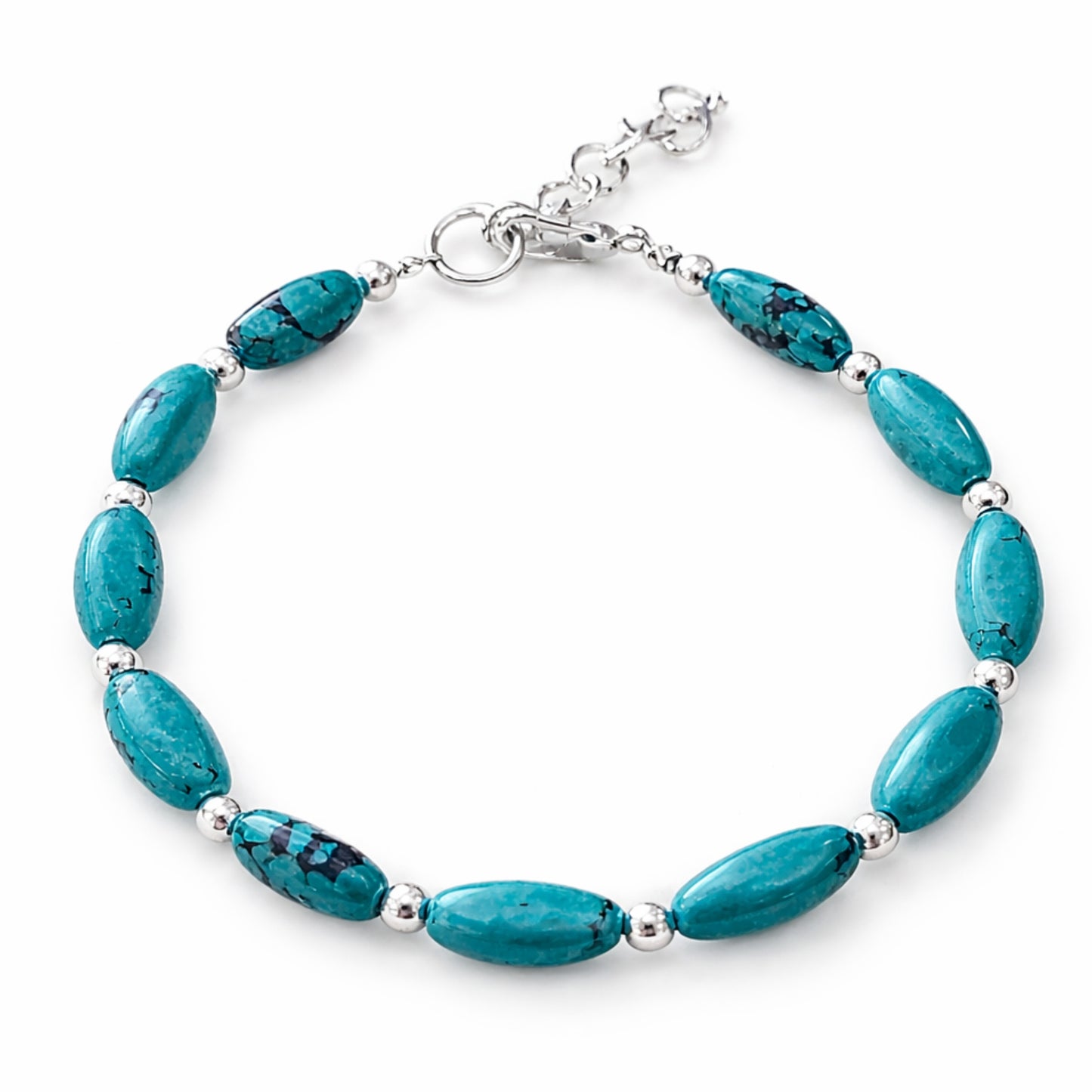 Conjunto Collar (50 cm) y Pulsera (17 cm) - Turquesa Nepalí