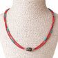 Collar Nepalés de Gemas Extra Finas de Dos Líneas - Colgante Coral y Turquesa