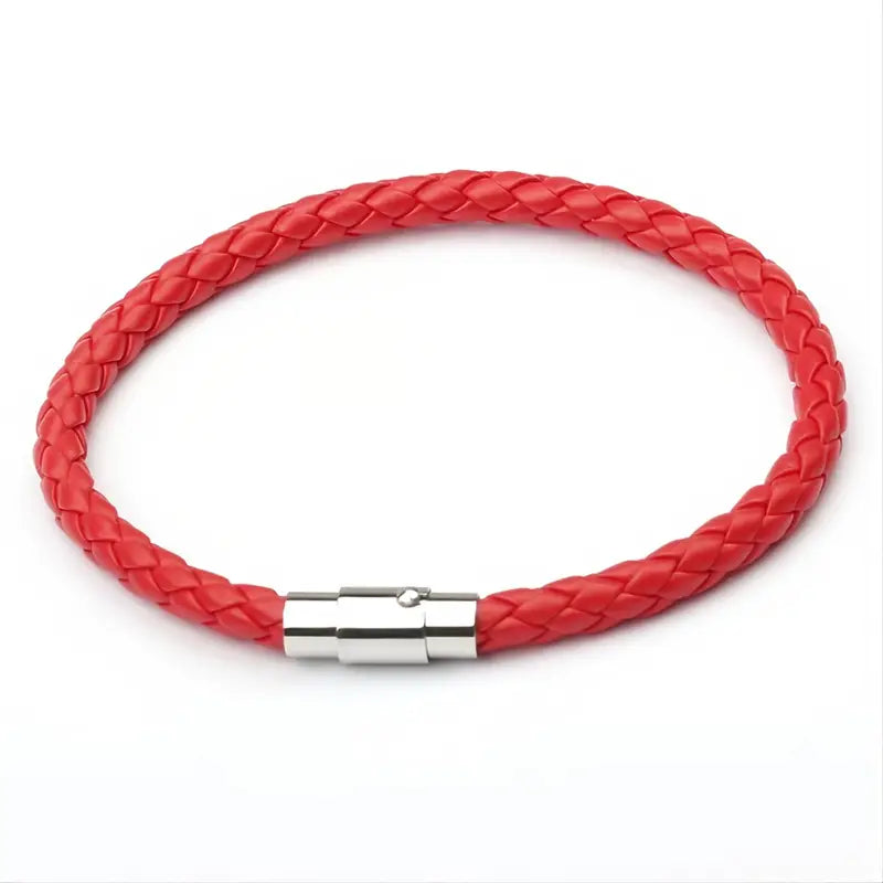 PULSERA DE CUERO ROJA IMANTADA