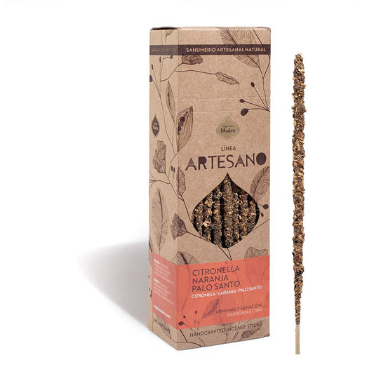 INCIENSO ARTESANO NATURAL CITRONELA NARANJA PALO SANTO