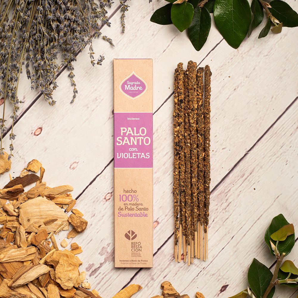 INCIENSO  PALO SANTO NATURAL CON VIOLETAS