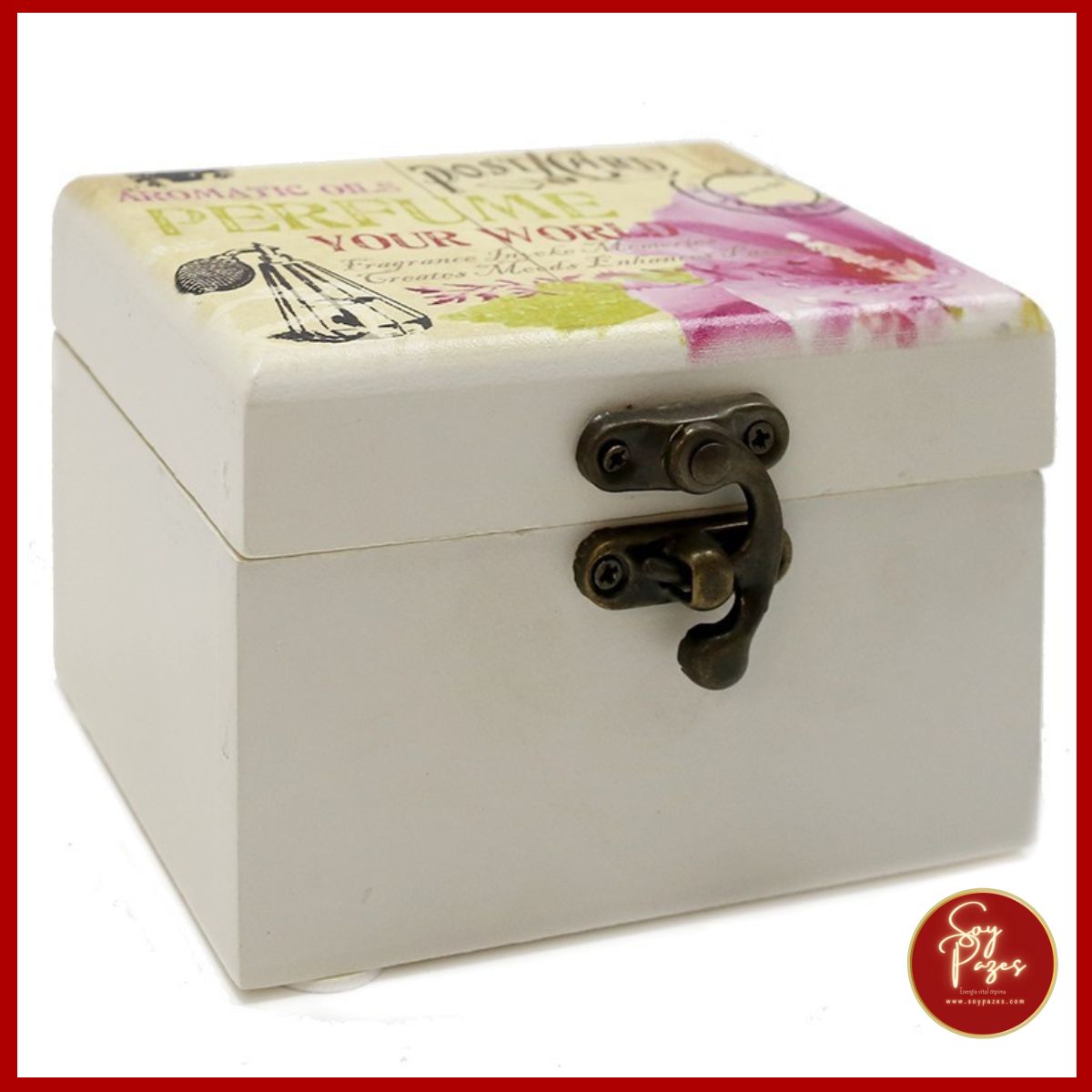 CAJA AROMATERAPIA PINTATADA VINTAGE (CAPACIDAD 6 ACEITES)