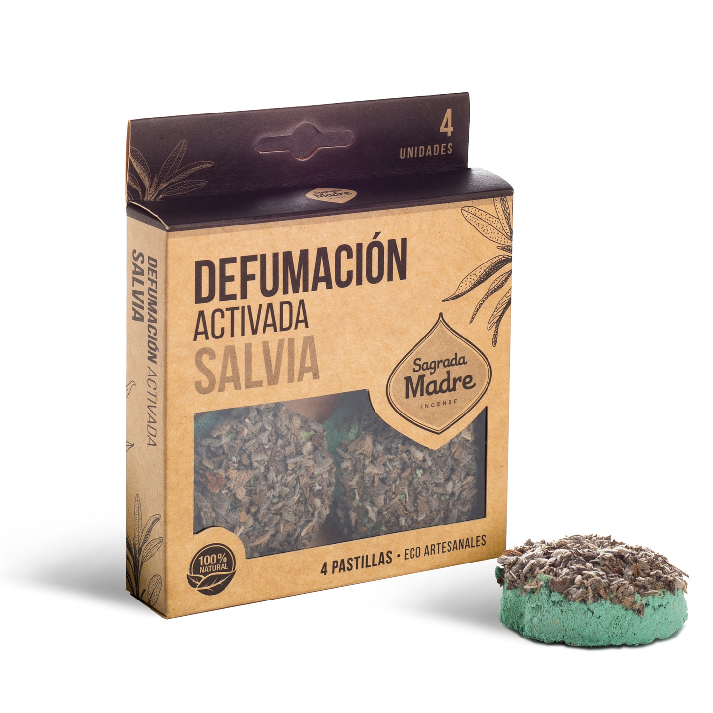 PASTILLA DE  DEFUMACIÓN ACTIVADA SAGRADA MADRE SALVIA