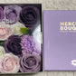FLORES DE JABÓN  - CAJA CUADRADA ROSAS LAVANDA Y CLAVEL