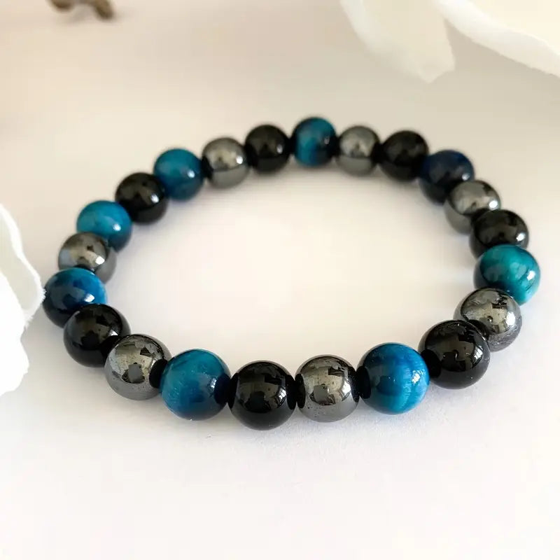 PULSERA DE PIEDRAS NATURALES TRIPLE PROTECCIÓN