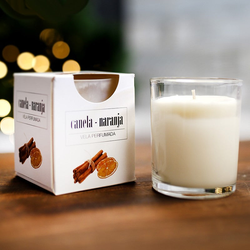 VELAS AROMÁTICAS SATINADA VASO - CANELA Y NARANJA