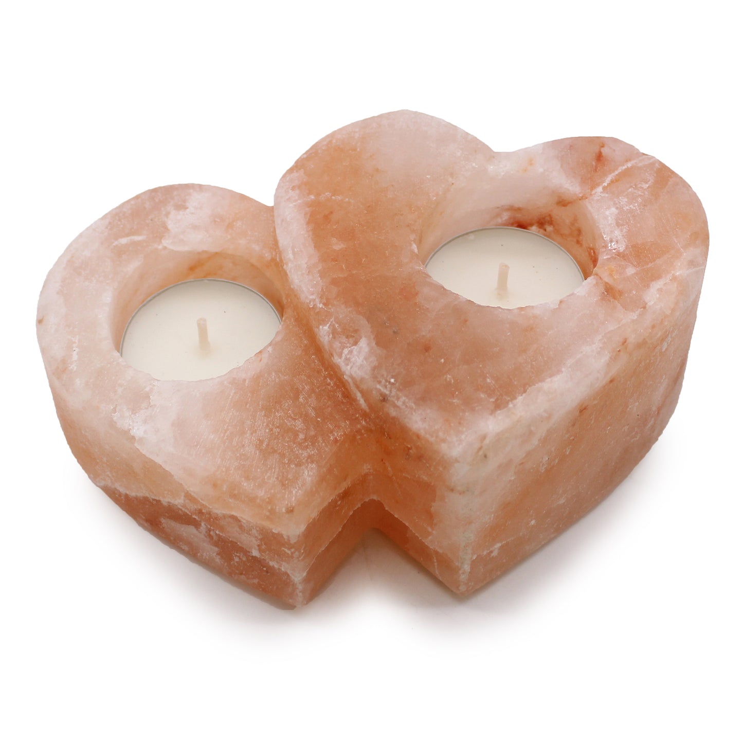 SOPORTE PARA VELAS DE SAL DE HIMALAYA DOBLE CORAZÓN 