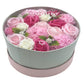 CAJA REDONDA DE BELLAS FLORES ROSAS DE JABÓN RAMO DE FLORES EN ESTUCHE DE REGALO