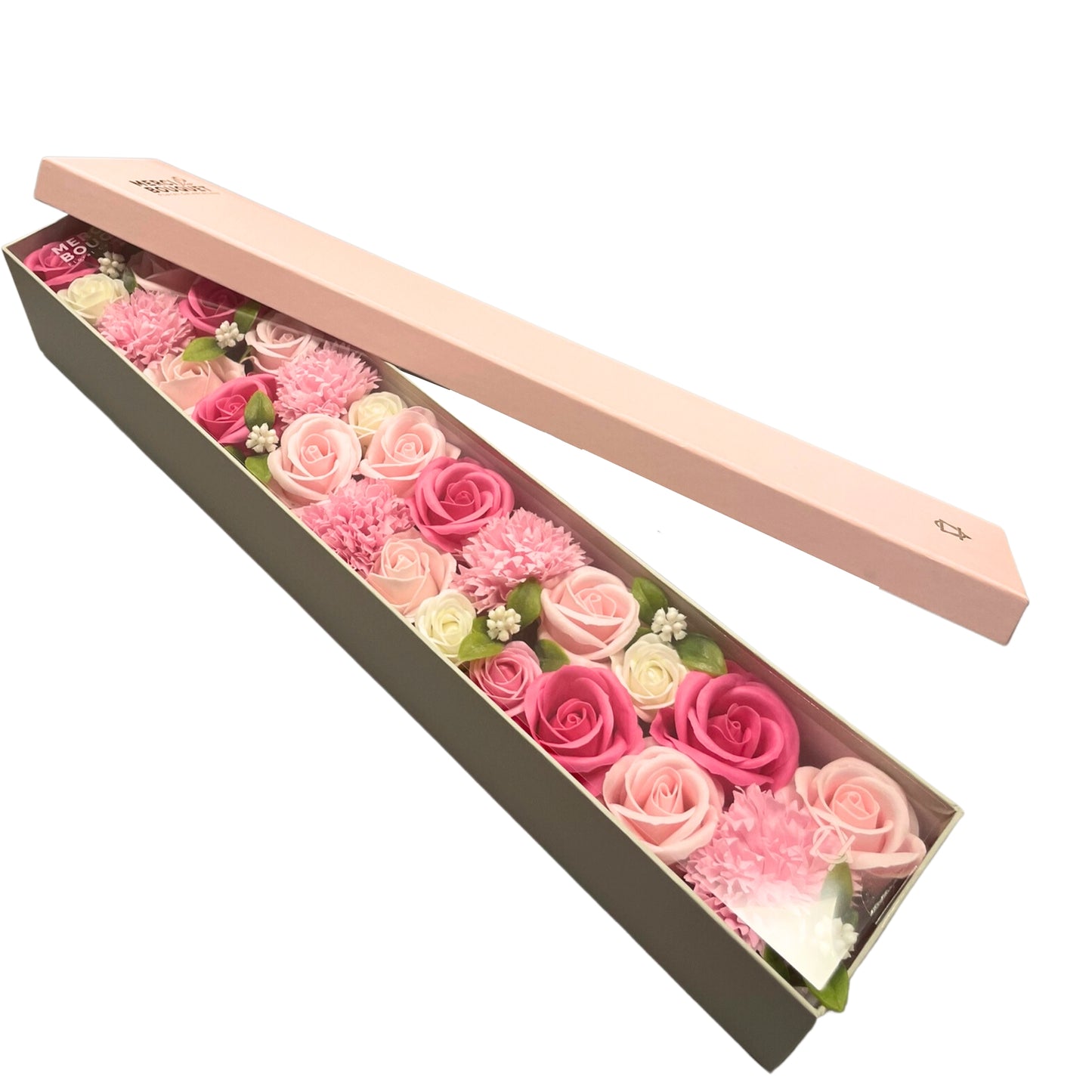 CAJA EXTRA LARGA DE FLORES DE JABÓN. BENDICIONES ROSADAS